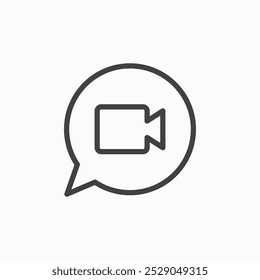 Video call icons set. filled and line illustration