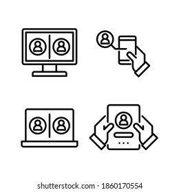 Video call icons set. Line vector. Isolate on white background.