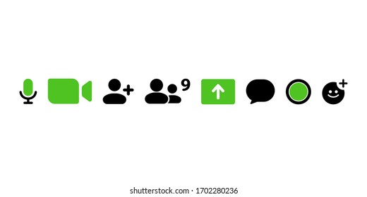 Iconos de videollamadas configurados. Diseño sencillo