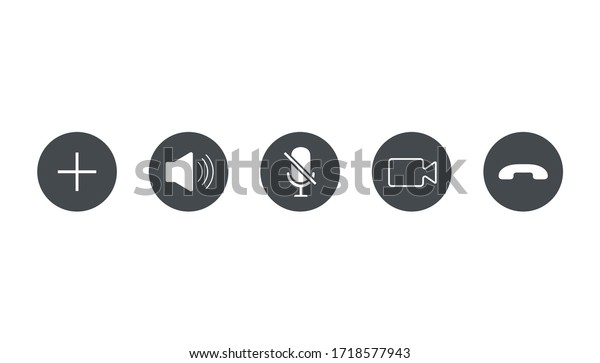 Video call icons\
set , Vector\
Illustration.