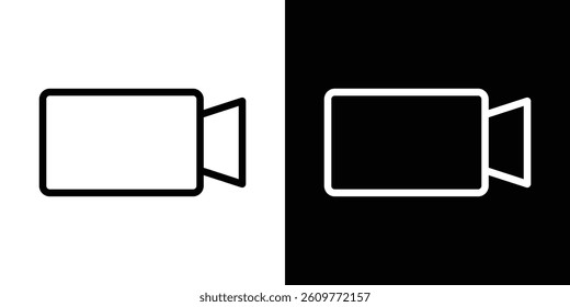 Video call icons vector set in stroke line style
