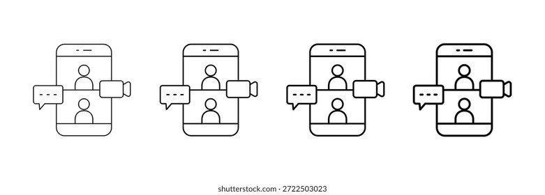 Video Conjunto de Vectores de iconos de llamada en diferentes estilos de línea de trazo