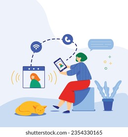 Video call illustration useable for both ios android and web