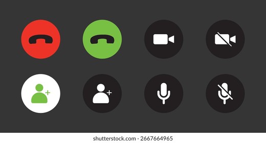 Video Video Diseño de iconos de interfaz de llamada, Conjunto de iconos de llamada. Colecciones Botón Video de App de chat en línea, videoconferencia y espacio de trabajo de reuniones en línea para App y Web