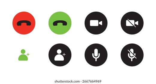Video Video Diseño de iconos de interfaz de llamada, Conjunto de iconos de llamada. Colecciones Botón Video de App de chat en línea, videoconferencia y espacio de trabajo de reuniones en línea para App y Web