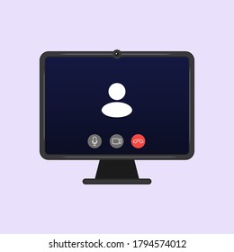 Video call interface on a computer. Vector illustration