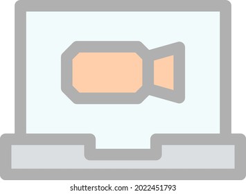 Diseño de iconos de vectores luminosos de línea de videollamadas
