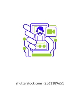Video Call Line Icon. linear style sign for mobile concept and web design. Outline vector icon.