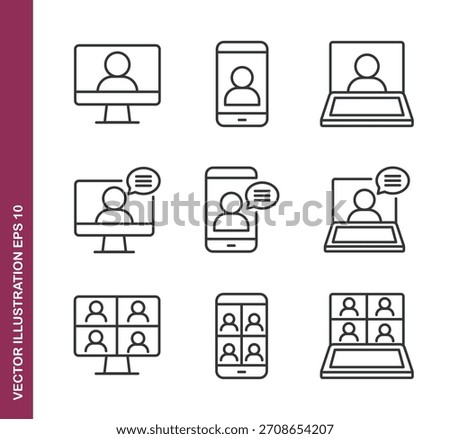 Video call line icons- Mini collection series icon