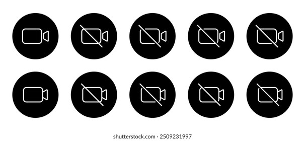 Video Línea de llamada y colección de conjunto de iconos de silencio. Concepto fuera de cámara