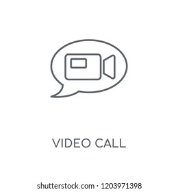 Video call linear icon. Video call concept stroke symbol design. Thin graphic elements vector illustration, outline pattern on a white background, eps 10.