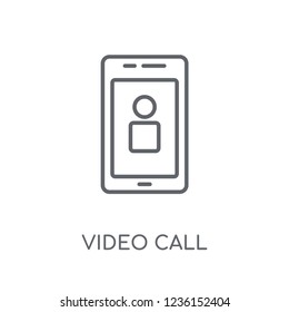 Video call linear icon. Modern outline Video call logo concept on white background from Communication collection. Suitable for use on web apps, mobile apps and print media.