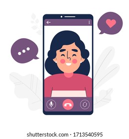 Video call with loved one vector illustration