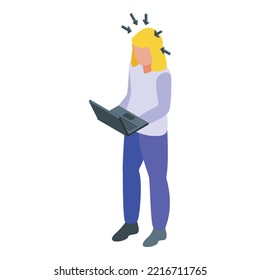 Video call mind icon isometric vector. Brain concentration. Control health