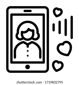 Video  call with mother in mother's day icon outline vector