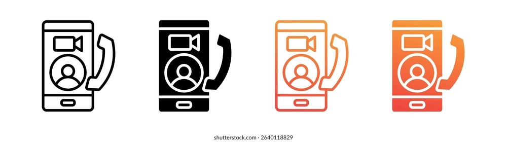 Video Call Multi Style Icon Set Vector