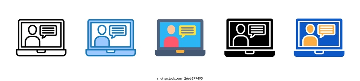 Vídeo Chamada ícones de estilo múltiplo definir ilustração de vetor de design.