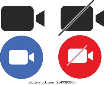 Video Call and Mute Icon set. turn mobile quiet. sound, mute sign. Social media elements
