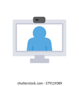 Video call on computer. Talk with someone using a web camera