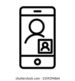Video call on mobile. Simple line icon. Isolate on white background. Vector.