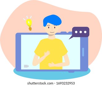 videollamada en smartphone con ilustración de diseño de niño, puede ser usada para muchos fines.