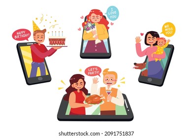 Video call on smartphone vector