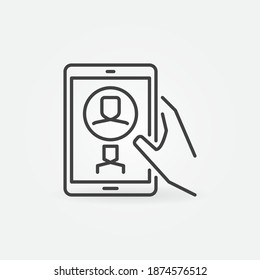 Video Call on Tablet vector thin line concept icon or design element