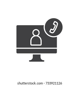 Video call, online conference solid, filled black icon.