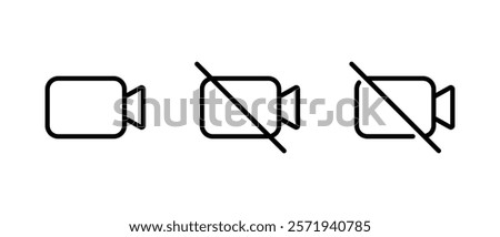 Video call outline icon in generic style. Virtual camera sign symbol