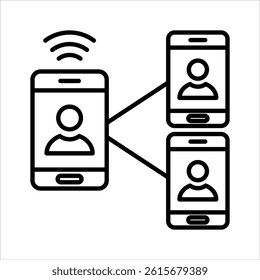 video call outline icon vector illustration