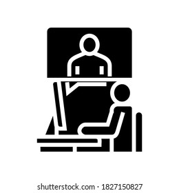 Videoanruf oder Remote-Interview-Symbol Vektorgrafik. Videoanruf oder Fernsprechzeichen. isoliertes Kontursymbol
