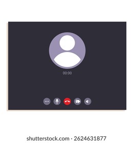 Video call screen displaying incoming call interface with user interface elements showing concepts of internet communication technology