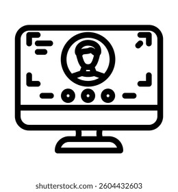video call screen hybrid work line icon vector. video call screen hybrid work sign. isolated contour symbol black illustration