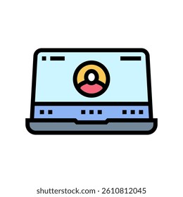 video call screen hybrid work color icon vector. video call screen hybrid work sign. isolated symbol illustration