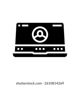 video call screen hybrid work glyph icon vector. video call screen hybrid work sign. isolated symbol illustration