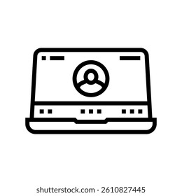 video call screen hybrid work line icon vector. video call screen hybrid work sign. isolated contour symbol black illustration