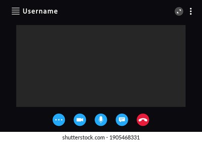 Video call screen template. Screen for video call. Applications for communication via the Internet. Vector illustration.