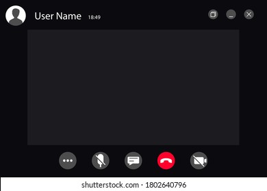 Video Call screen template. video call black Interface for social communicat - vector