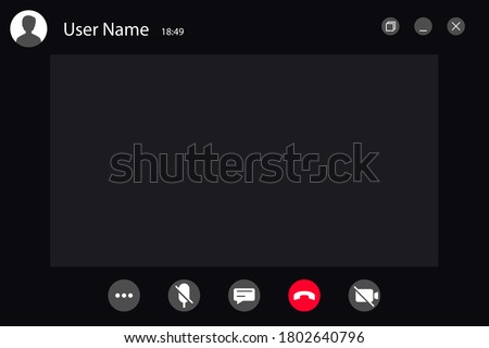 Video Call screen template. video call black Interface for social communicat - vector