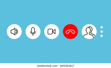 Video call screen template. Video cal icons set. Vector illustration