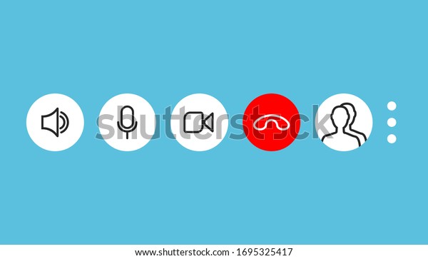 Video call screen template. Video cal icons\
set. Vector illustration