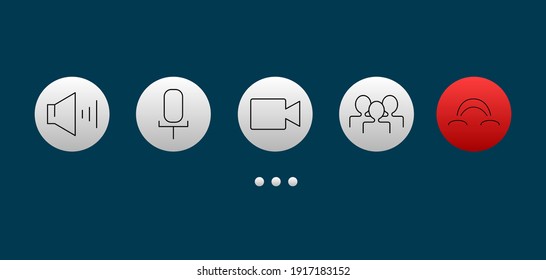 Video Call Screen Template. Video Call Icons Set. Vector Illustration 8 Eps