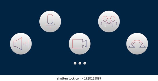 Video Call Screen Template. Video Call Icons Set. Vector Illustration 8 Eps