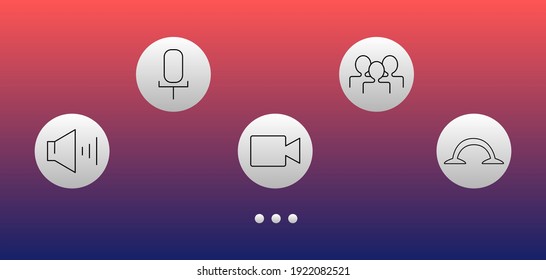 Video call screen template. Video call icons set. Vector illustration 8 eps