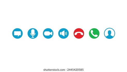 Video call screen template. Video call icons set.