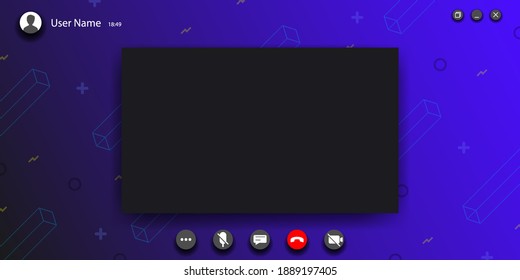 Video Call Screen Template. Video Call Interface For Social Communicat - Vector