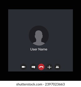 Video call screen template. Interface of the program for social communication. Video conference. Application window for video . Vector illustration
