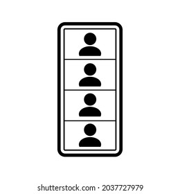 Plantilla de pantalla de videollamadas en el teléfono móvil. Ilustración vectorial de iconos