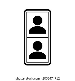 Video call screen template on mobile phone. Icon vector illustration