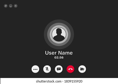 Video Call screen template. Stream, web chatting, online meeting friends. Video chat, conference user interface. Coronavirus, quarantine isolation. Stay, work from home. Talking by internet window